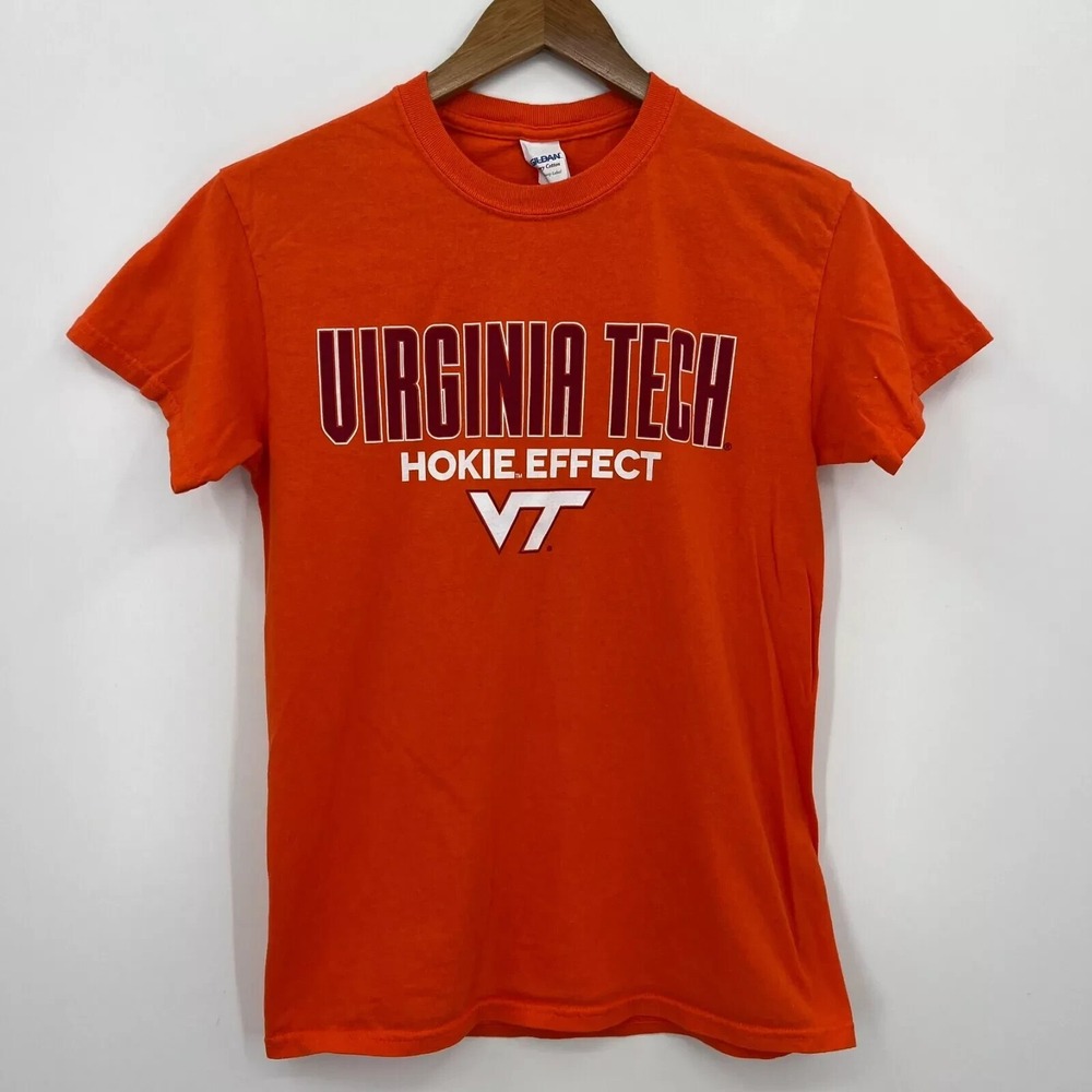 Gildan Virginia Tech Hokie Effect Orange T-Shirt Small 2018 Football Graphic Tee